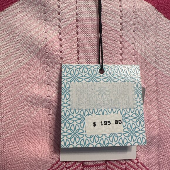 NWT Ming Wang Chevron Stripe Lightweight Knit Sweater Top Size XXS Pink Preppy - Picture 4 of 9